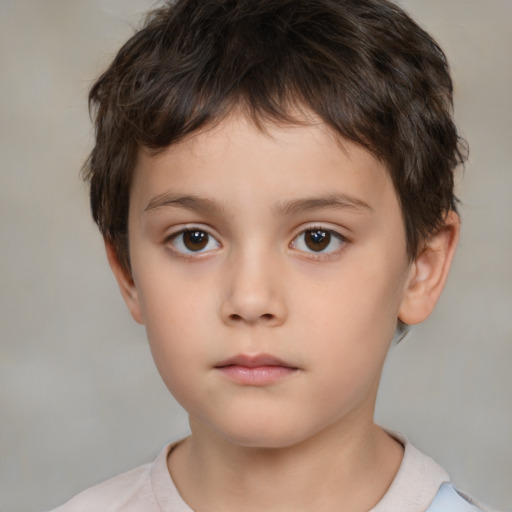 Neutral white child male with short  brown hair and brown eyes