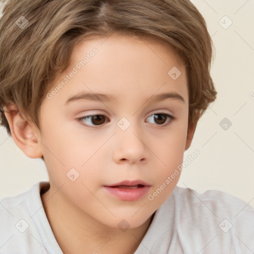 Neutral white child female with short  brown hair and brown eyes