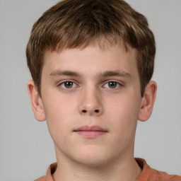 Neutral white child male with short  brown hair and brown eyes