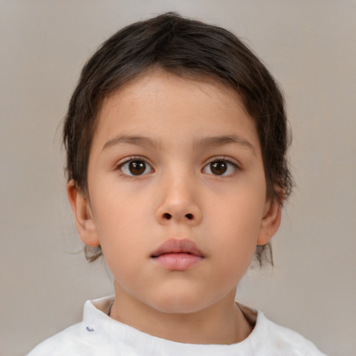 Neutral asian child female with medium  brown hair and brown eyes