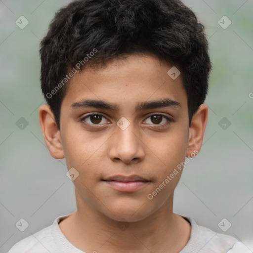 Neutral white child male with short  brown hair and brown eyes