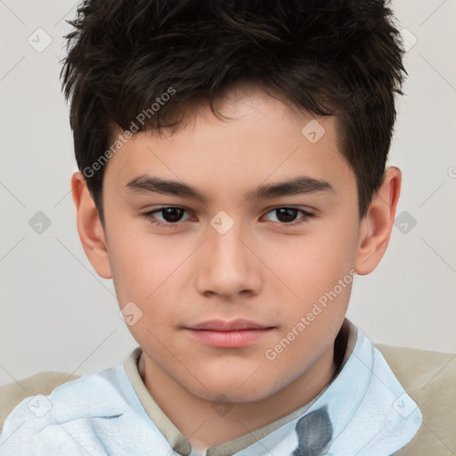 Neutral white child male with short  brown hair and brown eyes