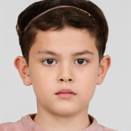 Neutral white child male with short  brown hair and brown eyes