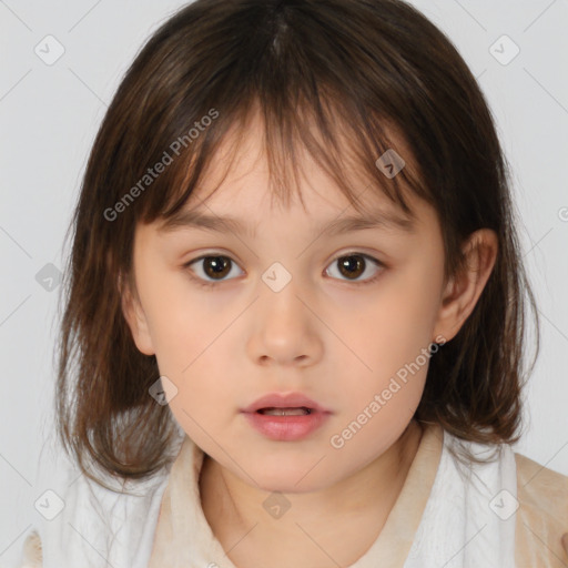 Neutral white child female with medium  brown hair and brown eyes