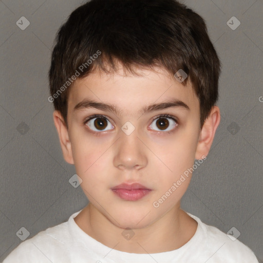 Neutral white child male with short  brown hair and brown eyes