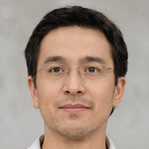 Neutral white adult male with short  brown hair and brown eyes