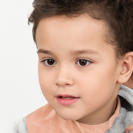 Neutral white child female with short  brown hair and brown eyes