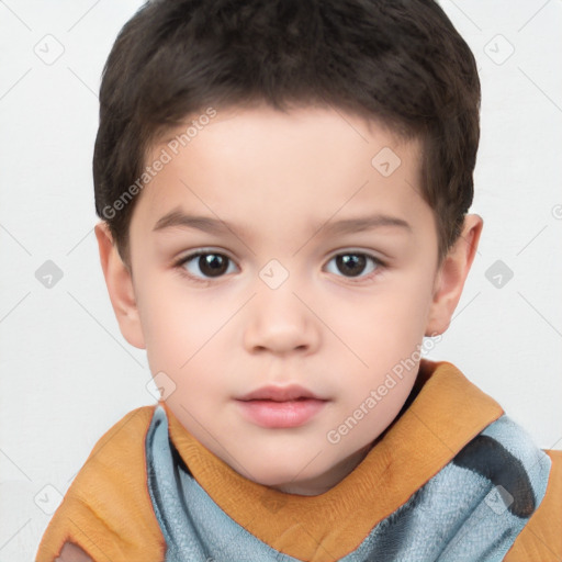 Neutral white child male with short  brown hair and brown eyes