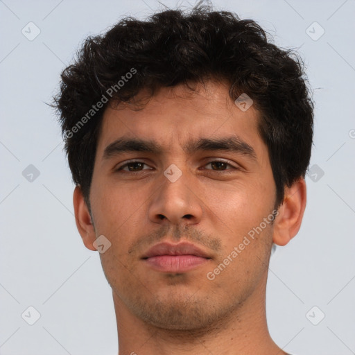 Neutral asian young-adult male with short  brown hair and brown eyes