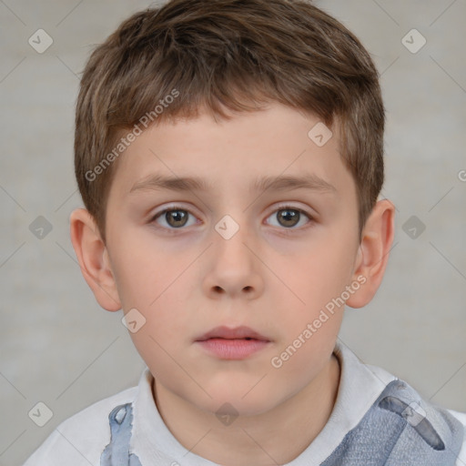 Neutral white child male with short  brown hair and brown eyes