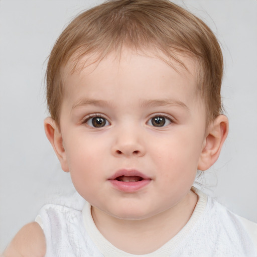 Neutral white child male with short  brown hair and blue eyes