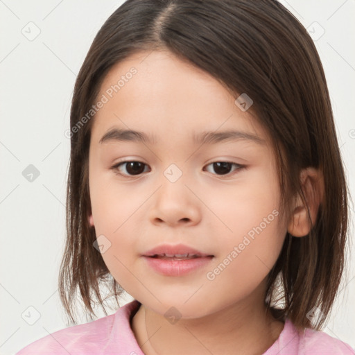 Neutral white child female with medium  brown hair and brown eyes