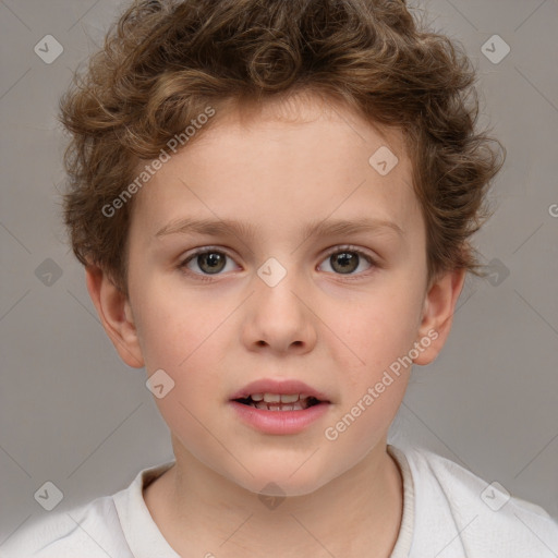 Neutral white child male with short  brown hair and brown eyes