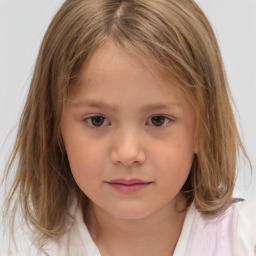 Neutral white child female with medium  brown hair and brown eyes