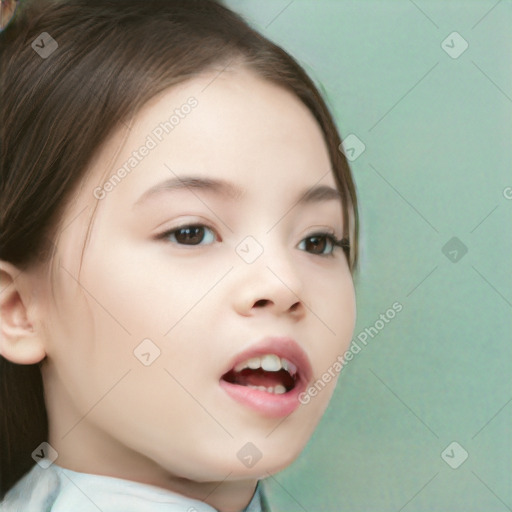 Neutral white child female with medium  brown hair and brown eyes