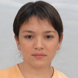 Neutral white child female with short  brown hair and brown eyes