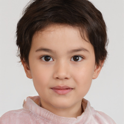 Neutral white child male with short  brown hair and brown eyes