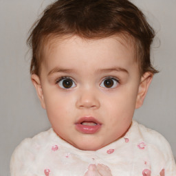 Neutral white child female with short  brown hair and brown eyes