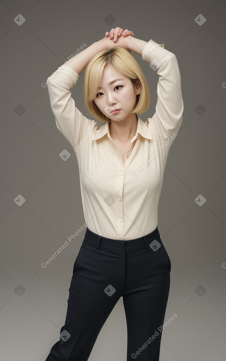 South korean adult female with  blonde hair