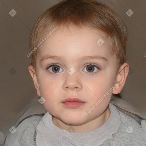 Neutral white child female with short  brown hair and brown eyes