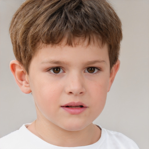 Neutral white child male with short  brown hair and brown eyes