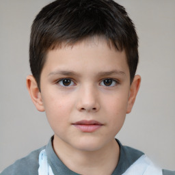 Neutral white child male with short  brown hair and brown eyes