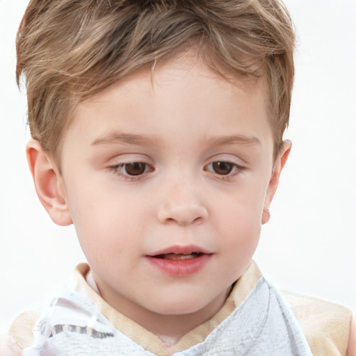 Neutral white child male with short  brown hair and brown eyes