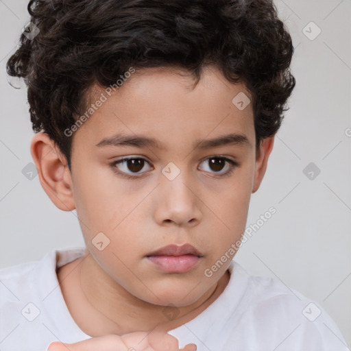 Neutral white child male with short  brown hair and brown eyes