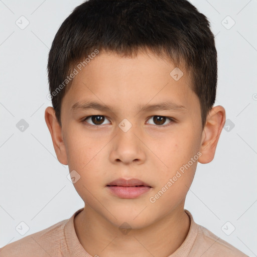 Neutral white child male with short  brown hair and brown eyes