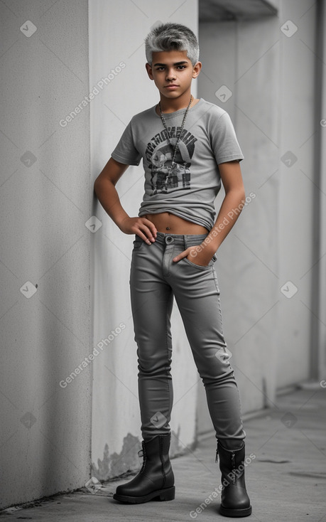 Cuban teenager boy with  gray hair