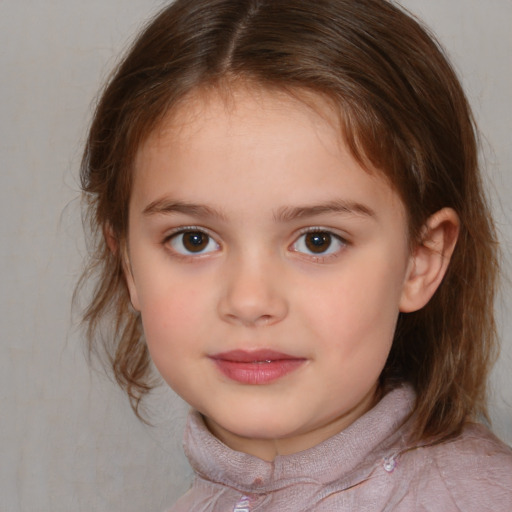 Neutral white child female with medium  brown hair and brown eyes