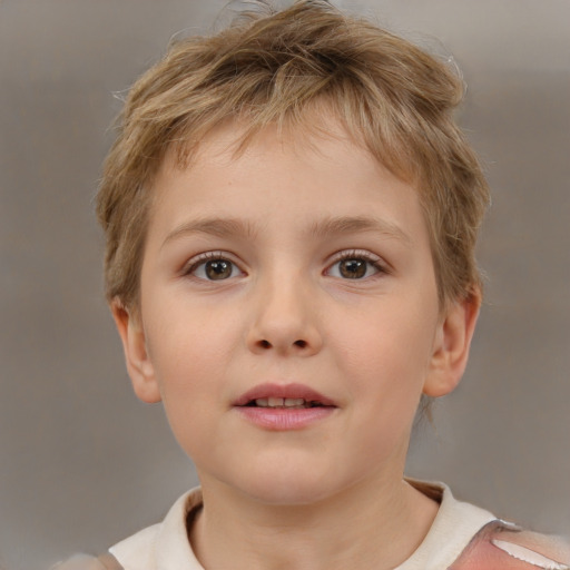 Neutral white child female with short  brown hair and brown eyes