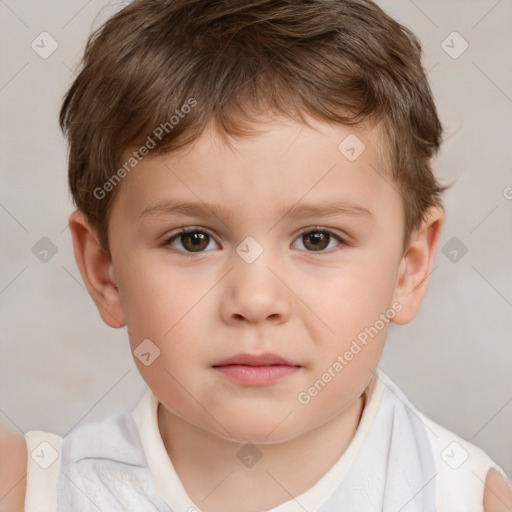 Neutral white child male with short  brown hair and brown eyes