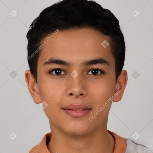 Neutral asian young-adult male with short  brown hair and brown eyes