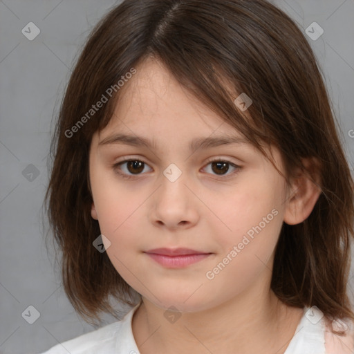 Neutral white child female with medium  brown hair and brown eyes