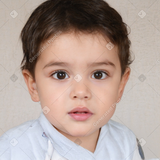 Neutral white child male with short  brown hair and brown eyes
