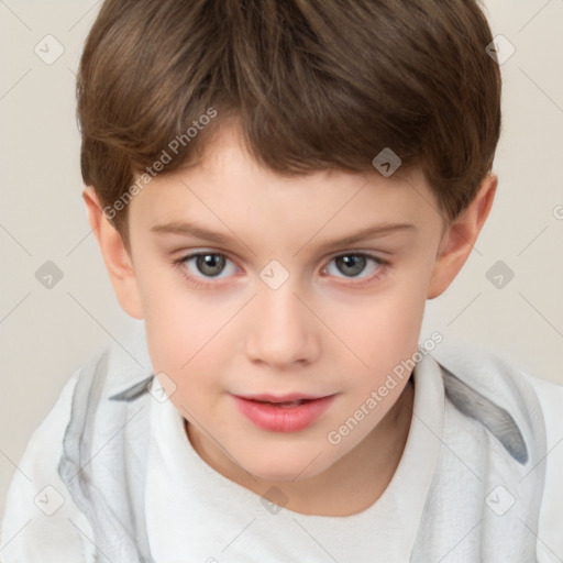 Neutral white child male with short  brown hair and brown eyes