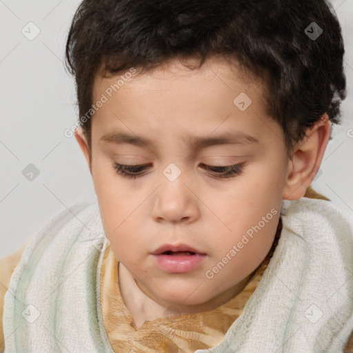 Neutral white child male with short  brown hair and brown eyes