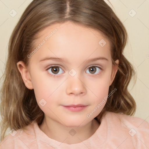 Neutral white child female with medium  brown hair and brown eyes