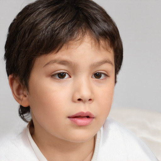 Neutral white child female with short  brown hair and brown eyes