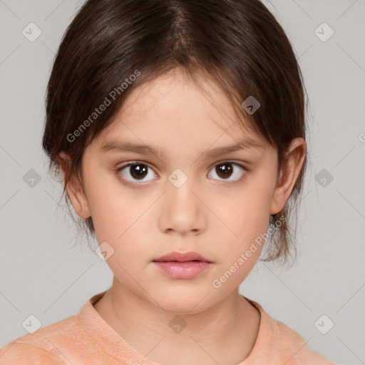 Neutral white child female with medium  brown hair and brown eyes