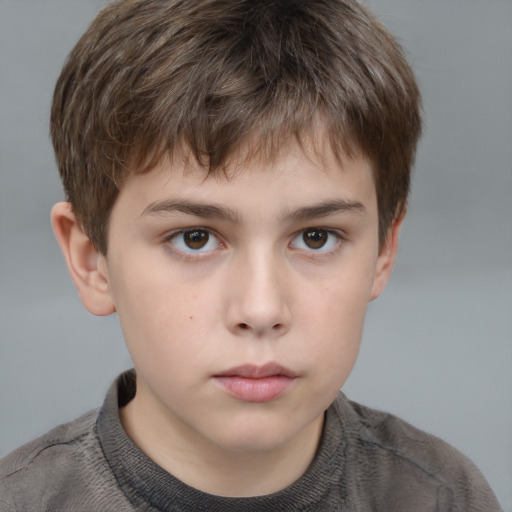 Neutral white child male with short  brown hair and brown eyes