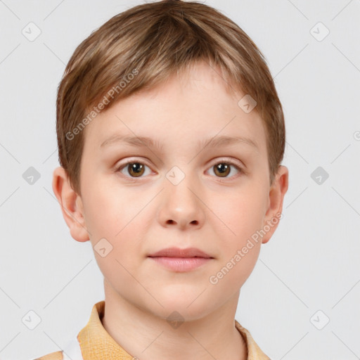 Neutral white child male with short  brown hair and brown eyes