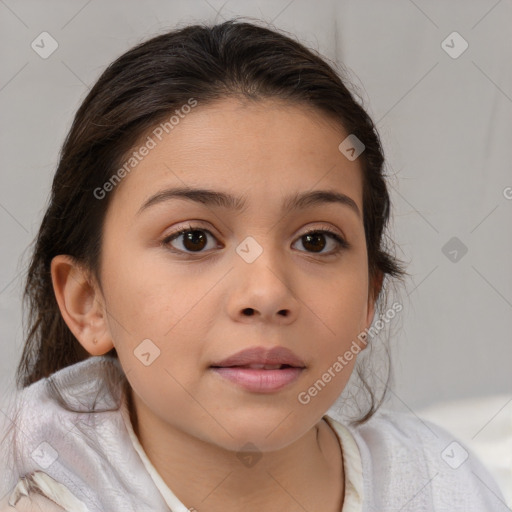 Neutral white child female with medium  brown hair and brown eyes