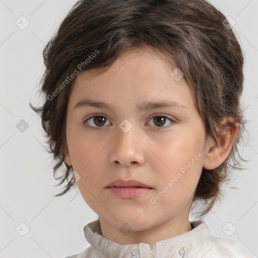 Neutral white child female with medium  brown hair and brown eyes