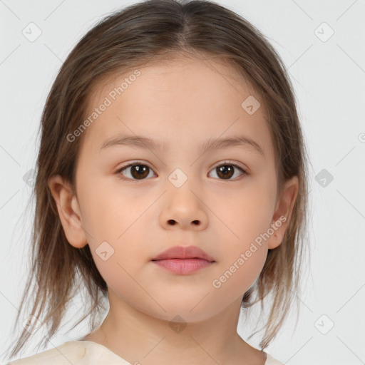 Neutral white child female with medium  brown hair and brown eyes