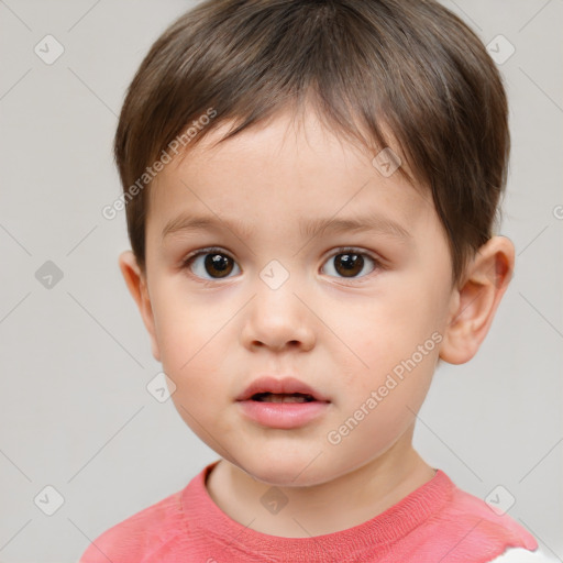 Neutral white child male with short  brown hair and brown eyes