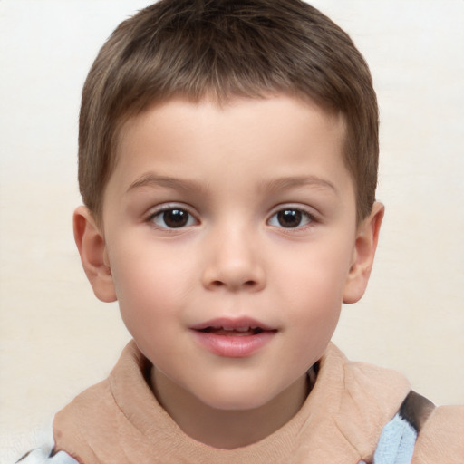 Neutral white child male with short  brown hair and brown eyes