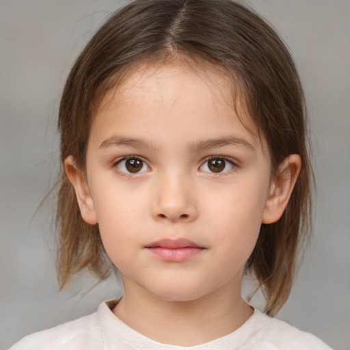 Neutral white child female with medium  brown hair and brown eyes