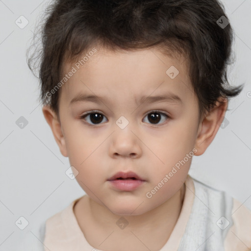 Neutral white child male with short  brown hair and brown eyes